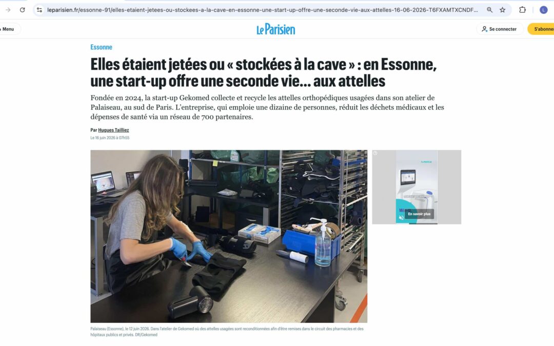 Recyclage d&rsquo;attelles : Gekomed à la une du Parisien